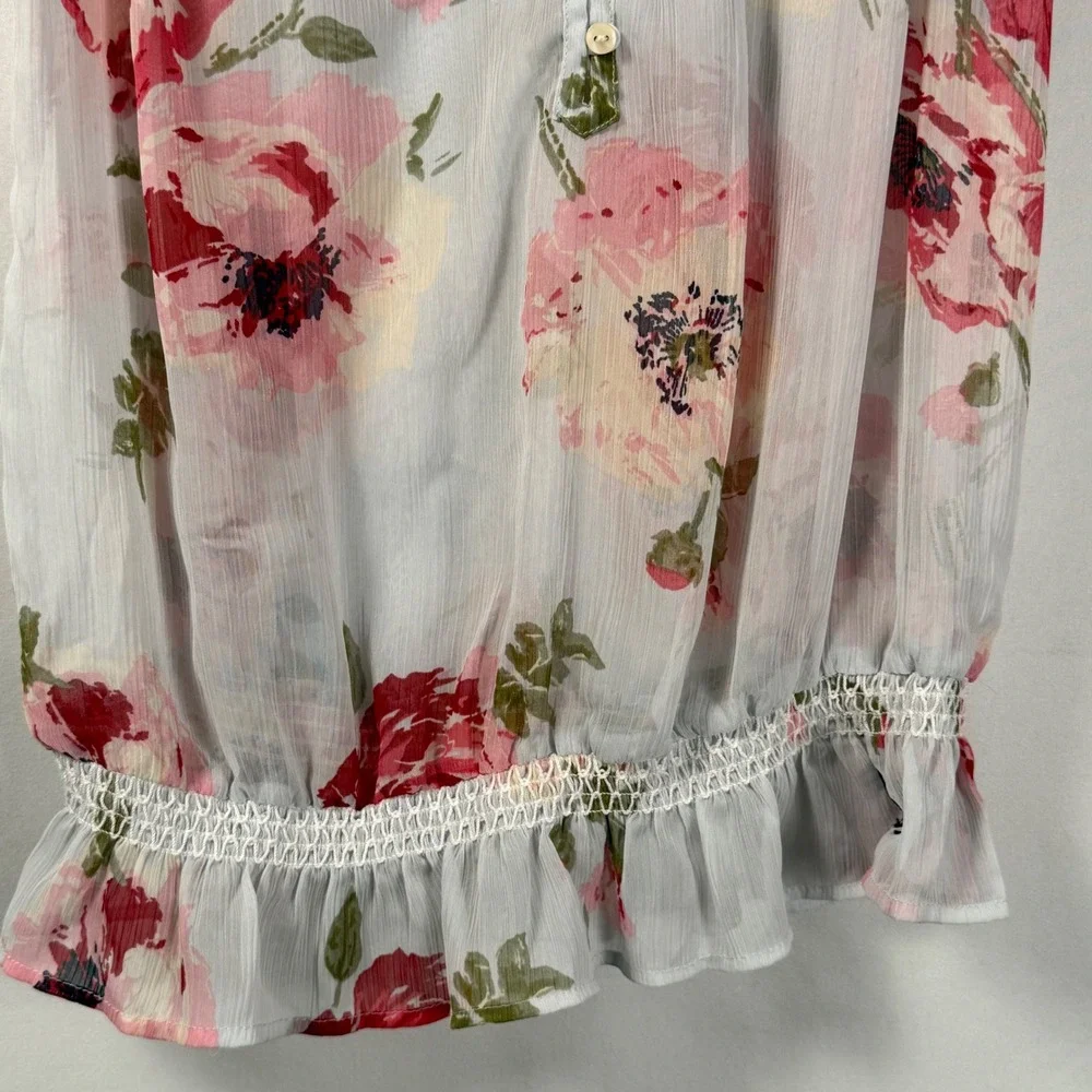 Abercrombie & Fitch‎ Floral Peasant Blouse Smocked Off Shoulder Ruffle Womens M